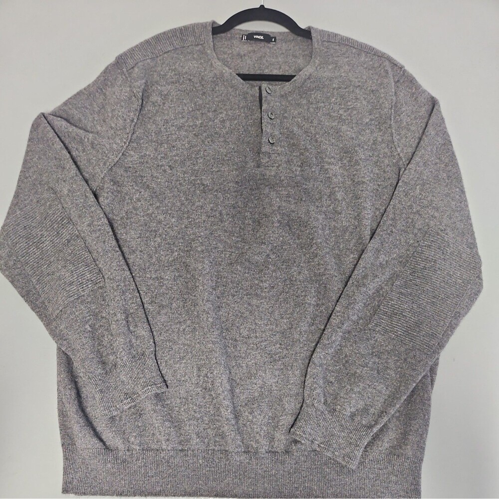Vince Gray Cashmere Wool Blend Crewneck Elbow Patch Sweater